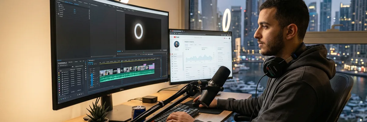 صانع محتوى يسجل فويس اوفر لقناة يوتيوب