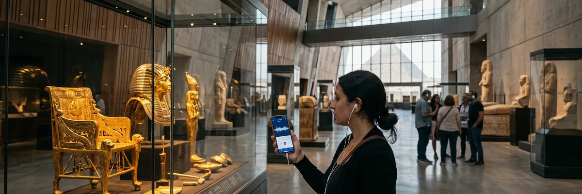 زائر يستمع لدليل صوتي في متحف مصري