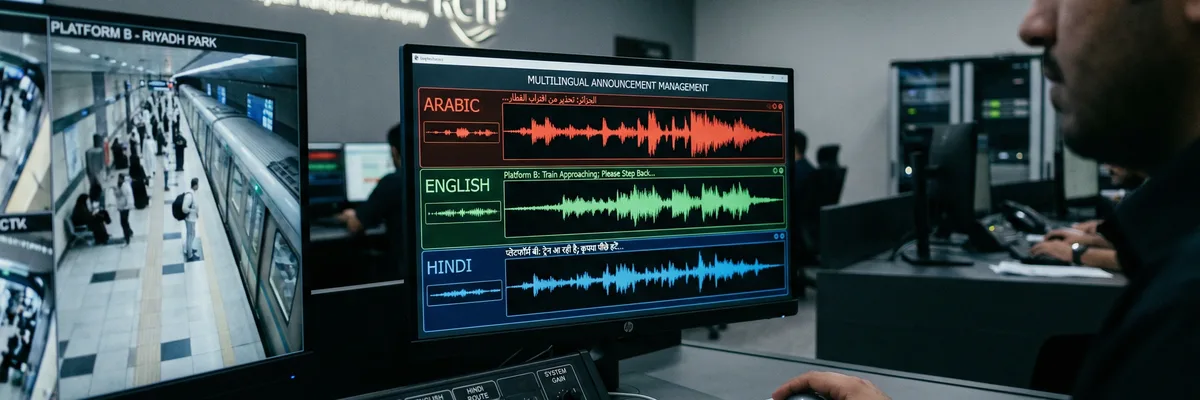 محطة مترو الرياض مع شاشات إعلانات متعددة اللغات
