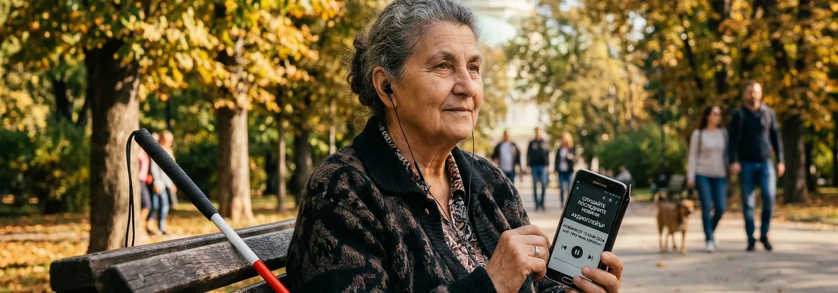 Accessibility team reviewing audio content on screen with headphones