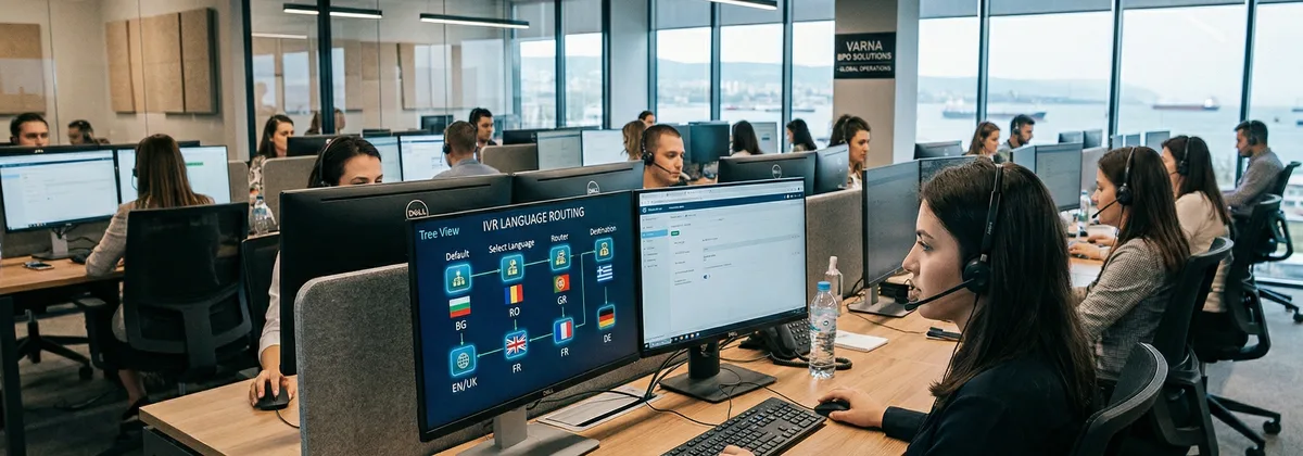 BPO call center in Varna with multilingual agents and headsets