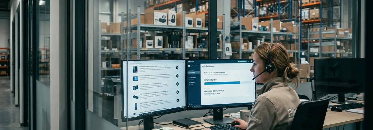 eCommerce product page with audio description player button
