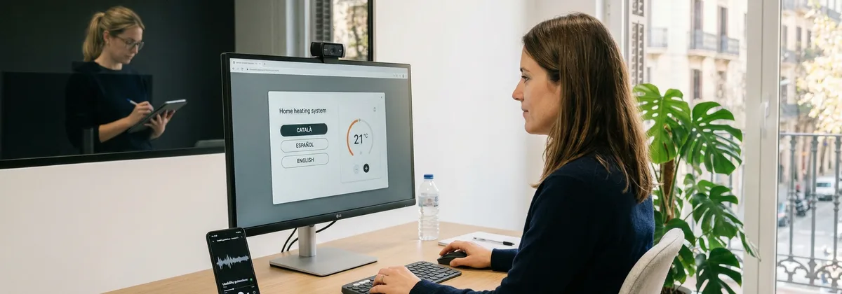 Professor preparant exercicis d'escolta en català amb TTS a l'aula