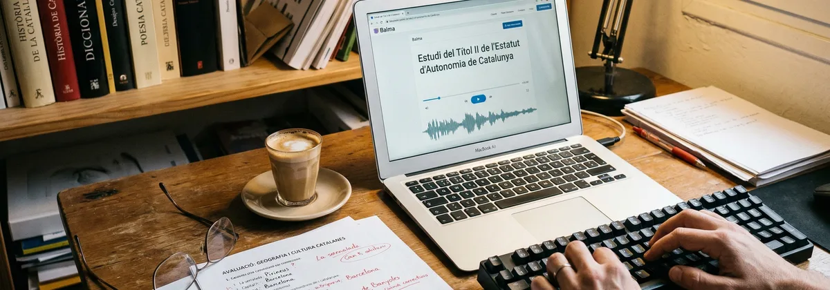Persona amb discapacitat visual escoltant lectura en veu alta d'un article en català