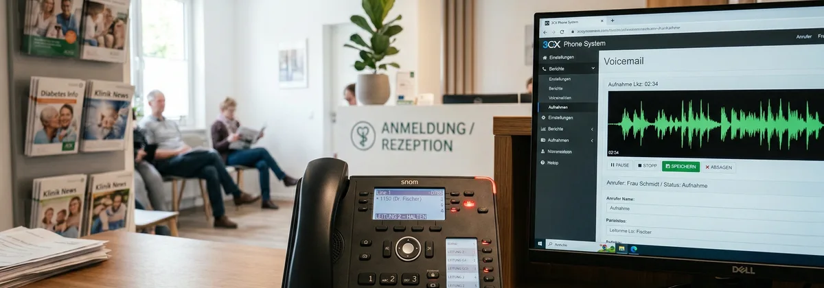 Professionelle Telefonansage mit KI-Stimme für Klinik-Kette