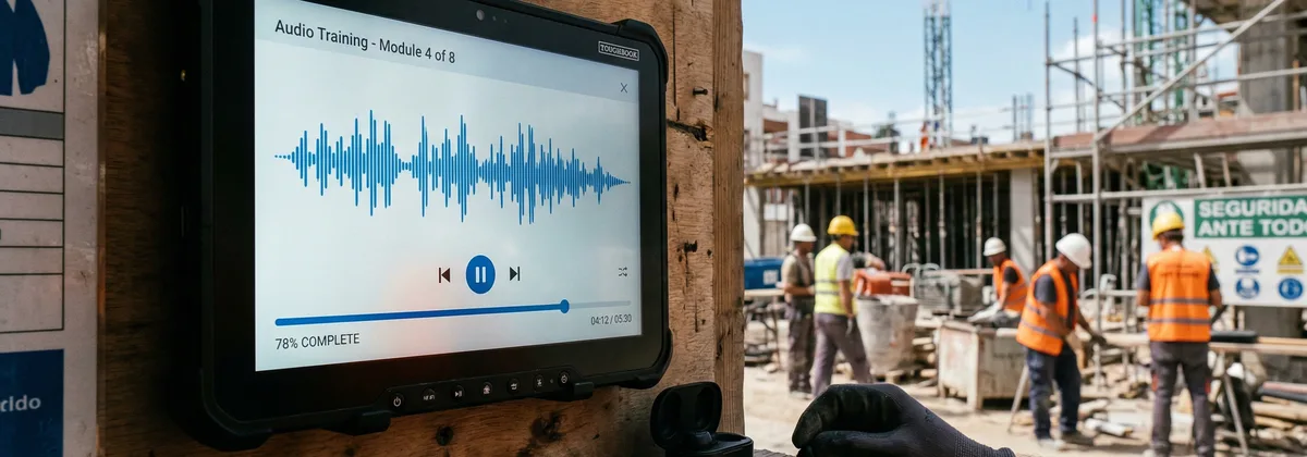 Tablet con módulo de formación en seguridad laboral