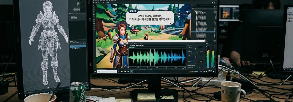모바일 RPG 게임 개발 환경에서 NPC 대사를 편집하는 개발자