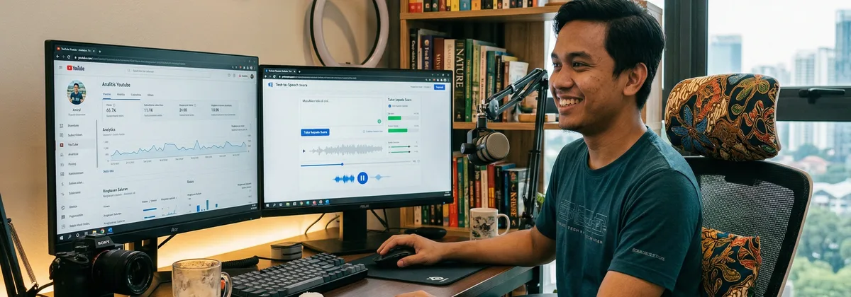 Kreator YouTube Malaysia mengedit video dengan suara AI