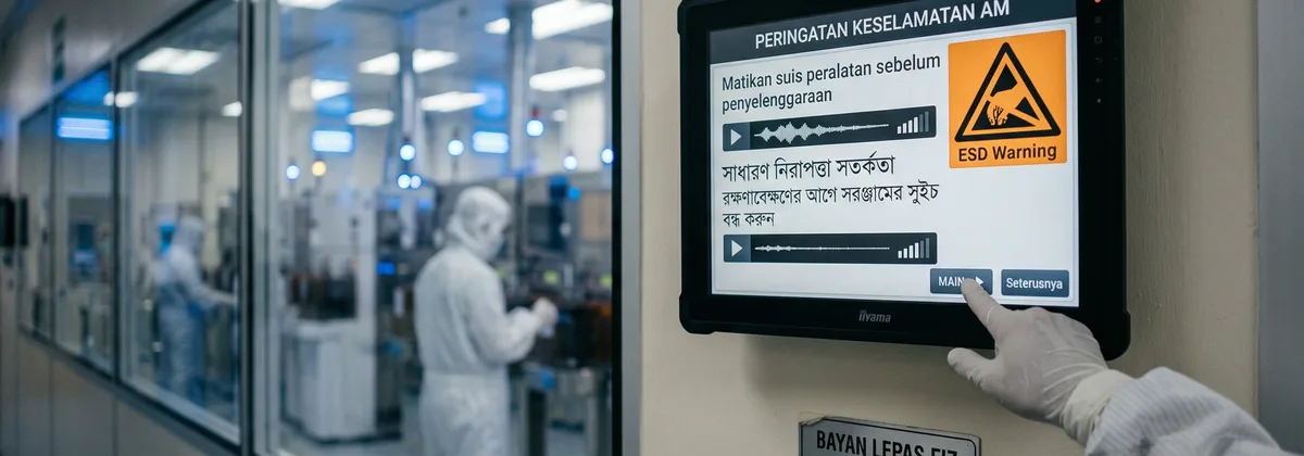 Arahan keselamatan kilang semikonduktor dalam pelbagai bahasa