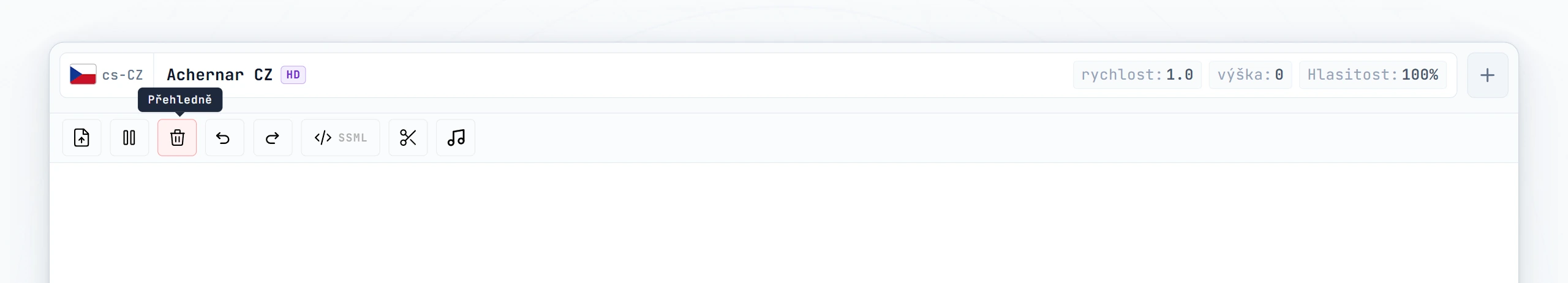 Prázdný editor s blikajícím kurzorem