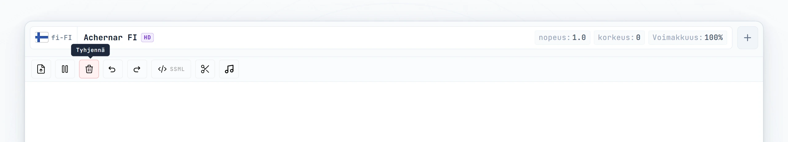 Tyhjä editori vilkkuvalla kohdistimella