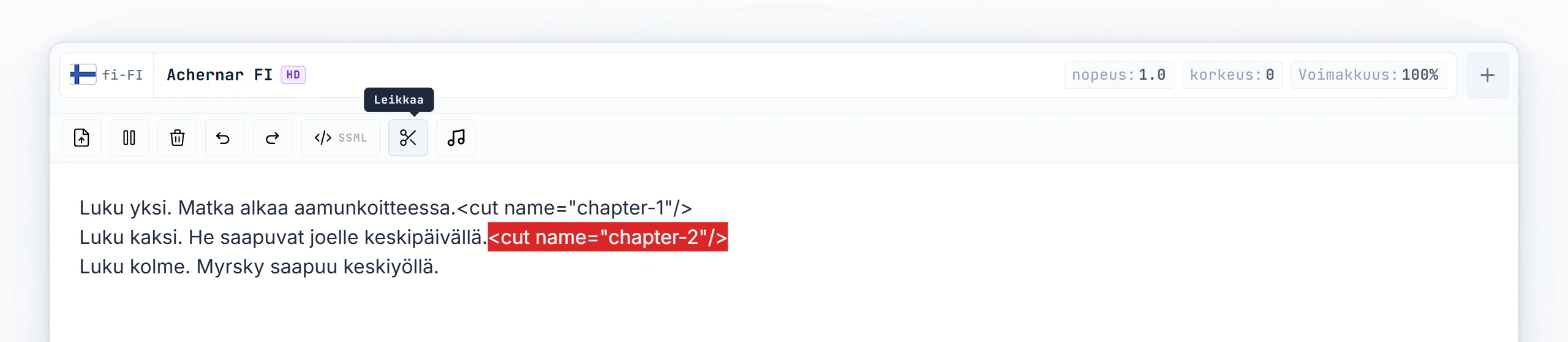 Molemmat cut-tagit name-attribuutein kirjoitettuina
