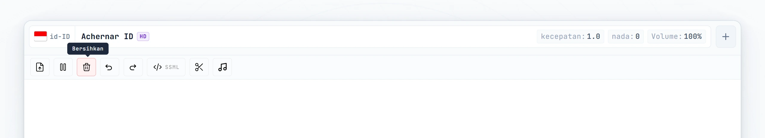 Editor kosong dengan kursor berkedip