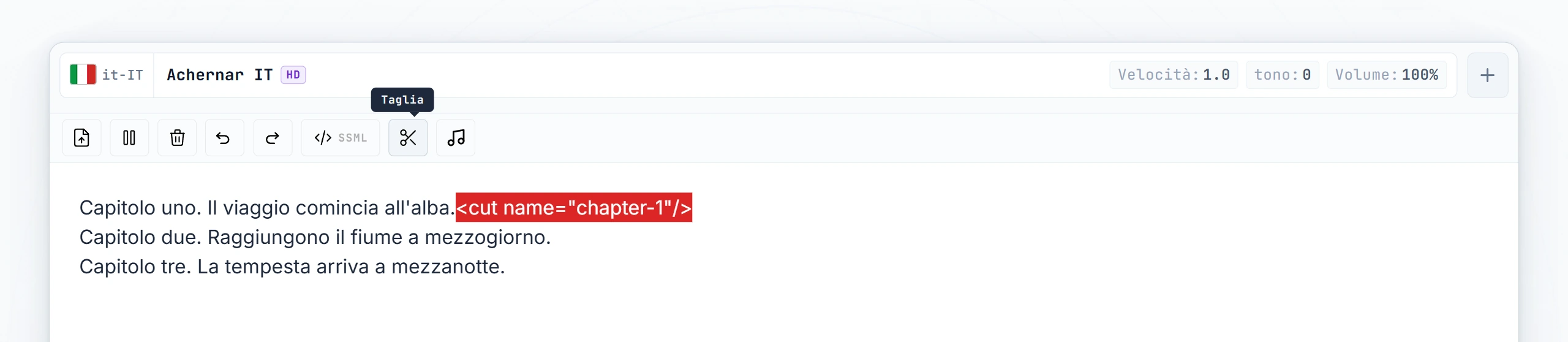 Tre segmenti prodotti dopo la prima conversione