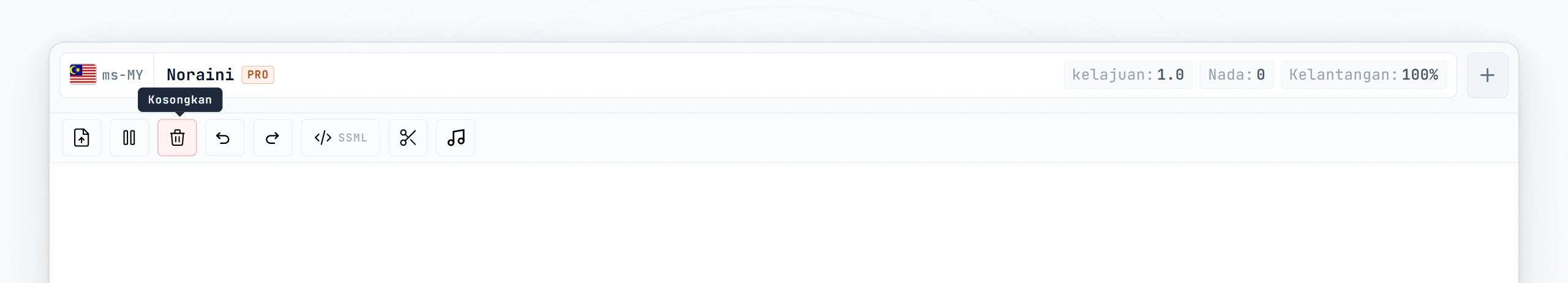 Editor kosong dengan kursor yang berkelip