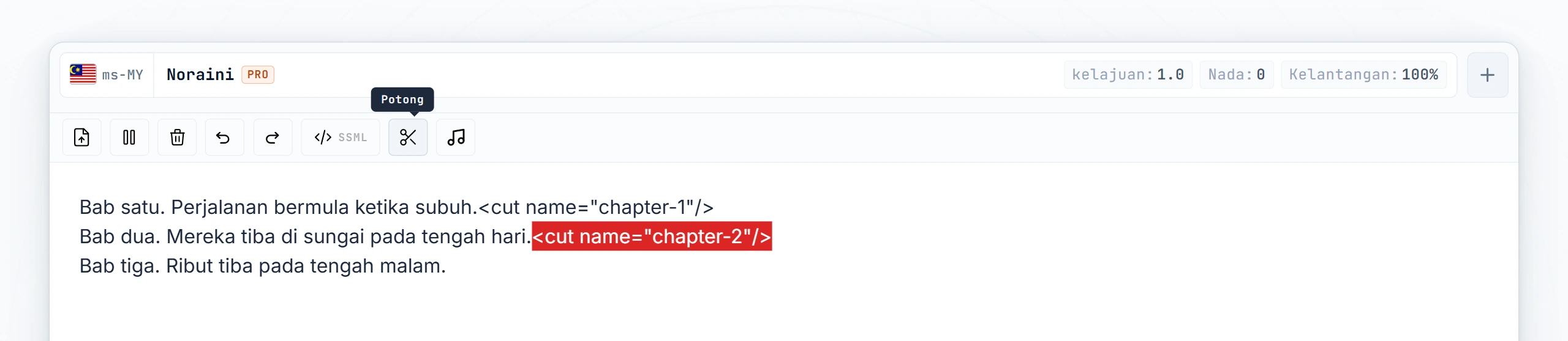 Kedua-dua tag cut dengan atribut name yang ditaip