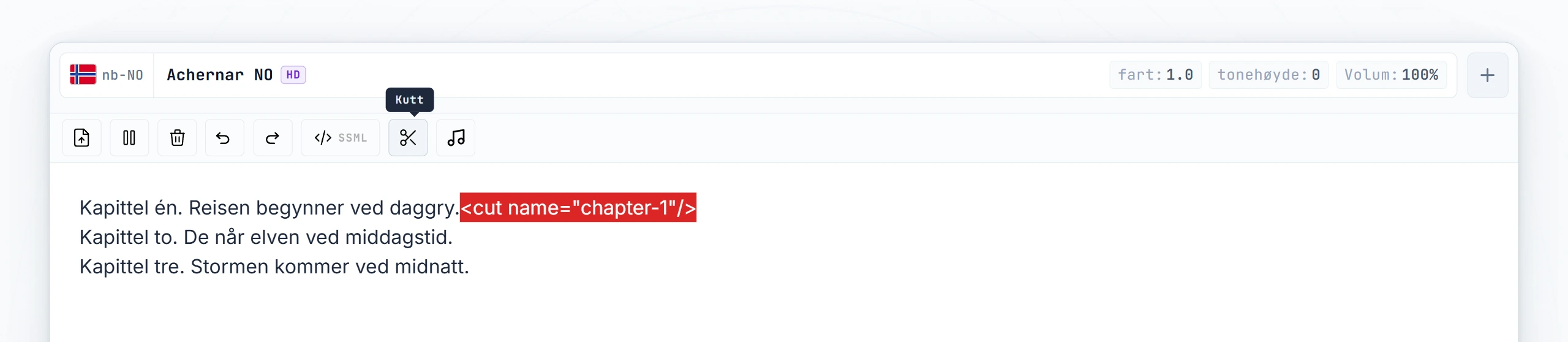 Tre segmenter produsert etter første Konverter