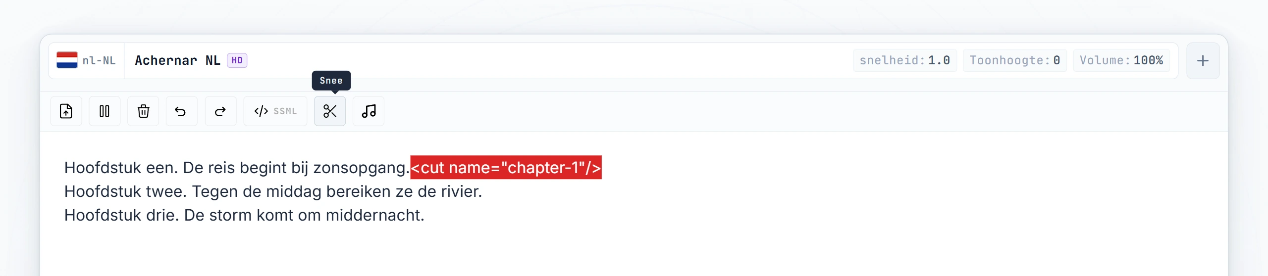 Drie segmenten geproduceerd na de eerste conversie