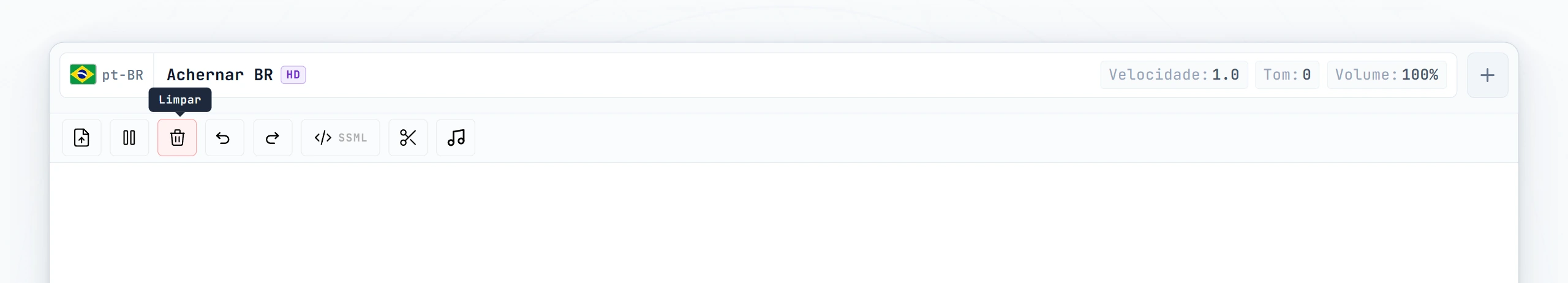 Editor vazio com cursor piscando