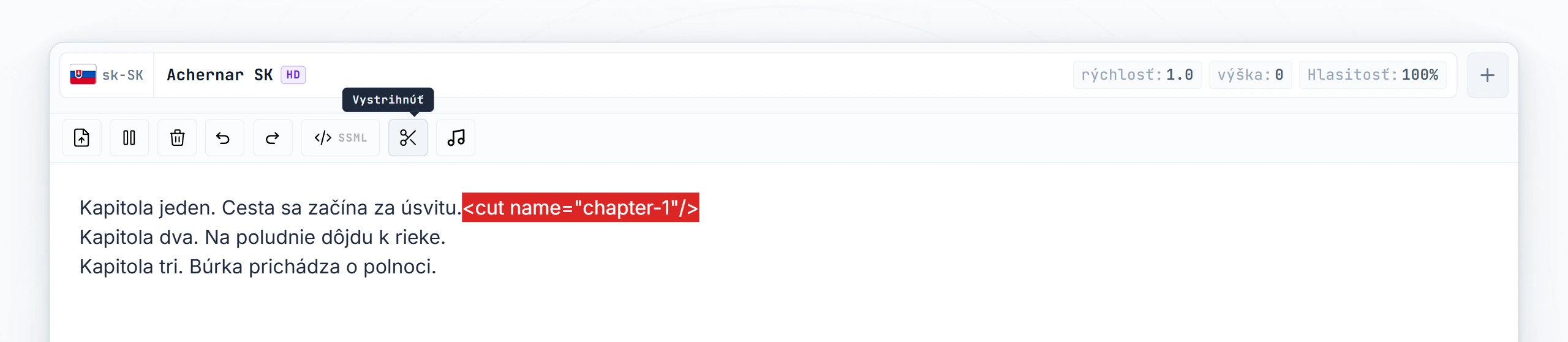 Tri segmenty vytvorené po prvom Konvertovať