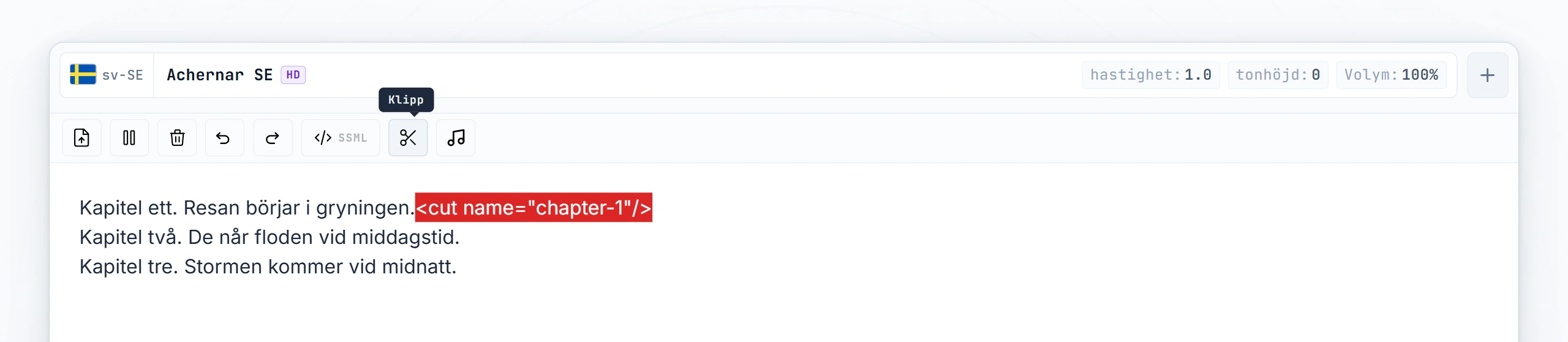 Tre segment producerade efter första Konvertera