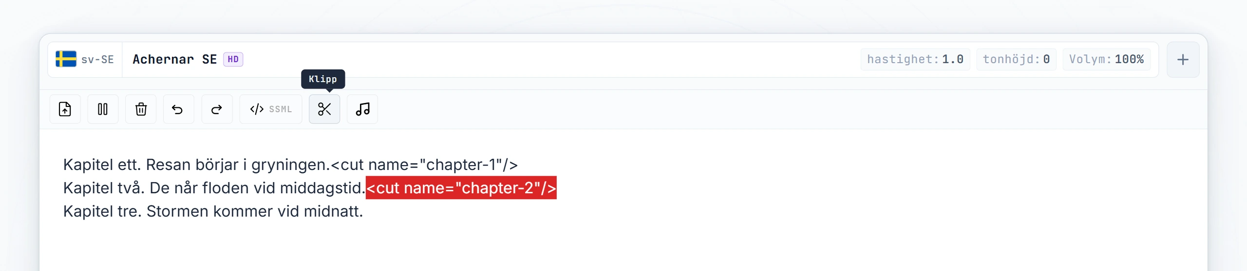 Båda cut-taggarna med name-attribut inskrivna