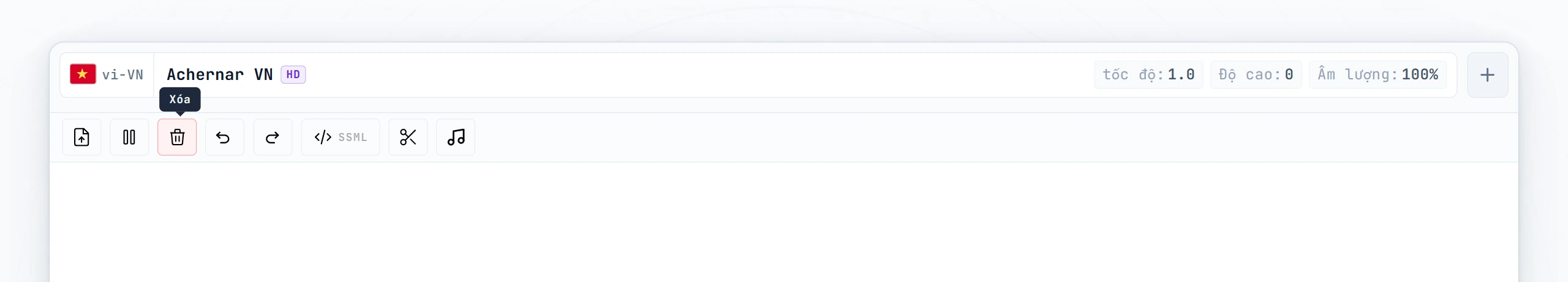 Trình soạn thảo trống với con trỏ nhấp nháy