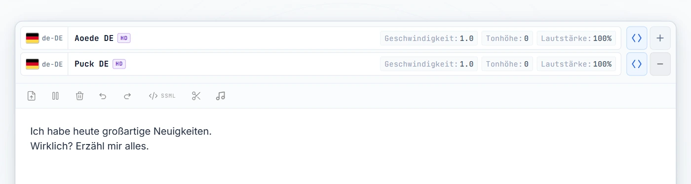 Dialog eingegeben, beide Stimmen sichtbar