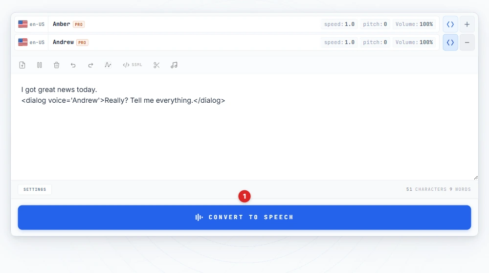 Press Convert to Speech