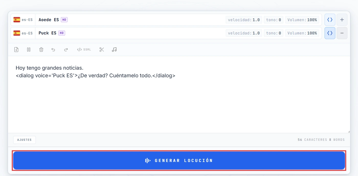 Pulsa Convertir a voz