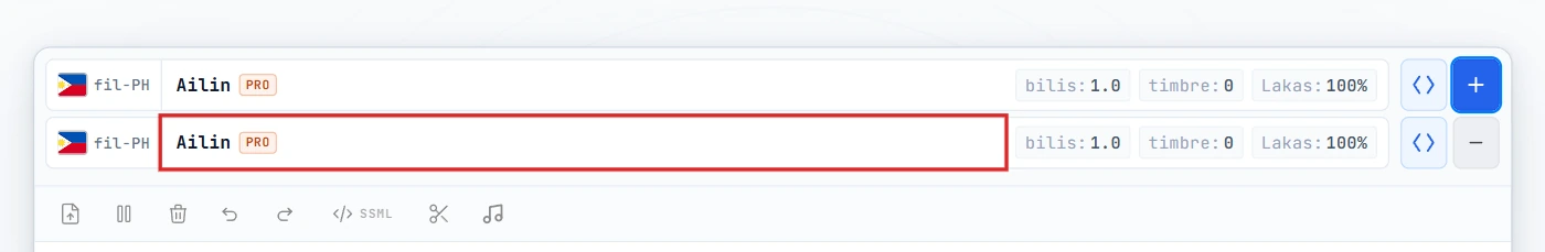 I-click ang pangalan ng boses sa pangalawang row