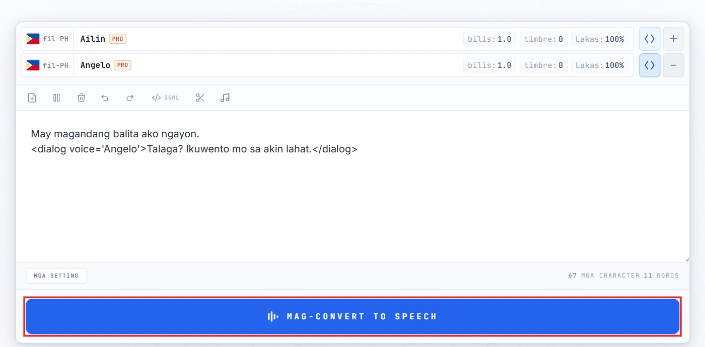 I-click ang Convert to Speech