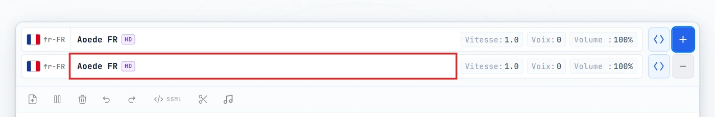Clique sur le nom de la voix dans la deuxième ligne