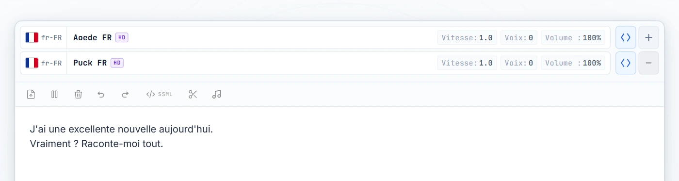 Dialogue saisi, les deux voix visibles