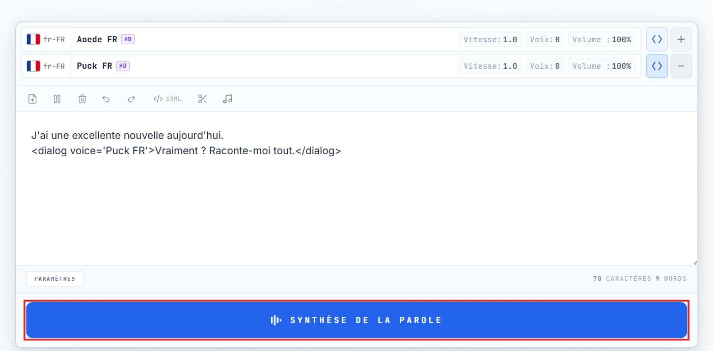 Clique sur Lancer la synthèse