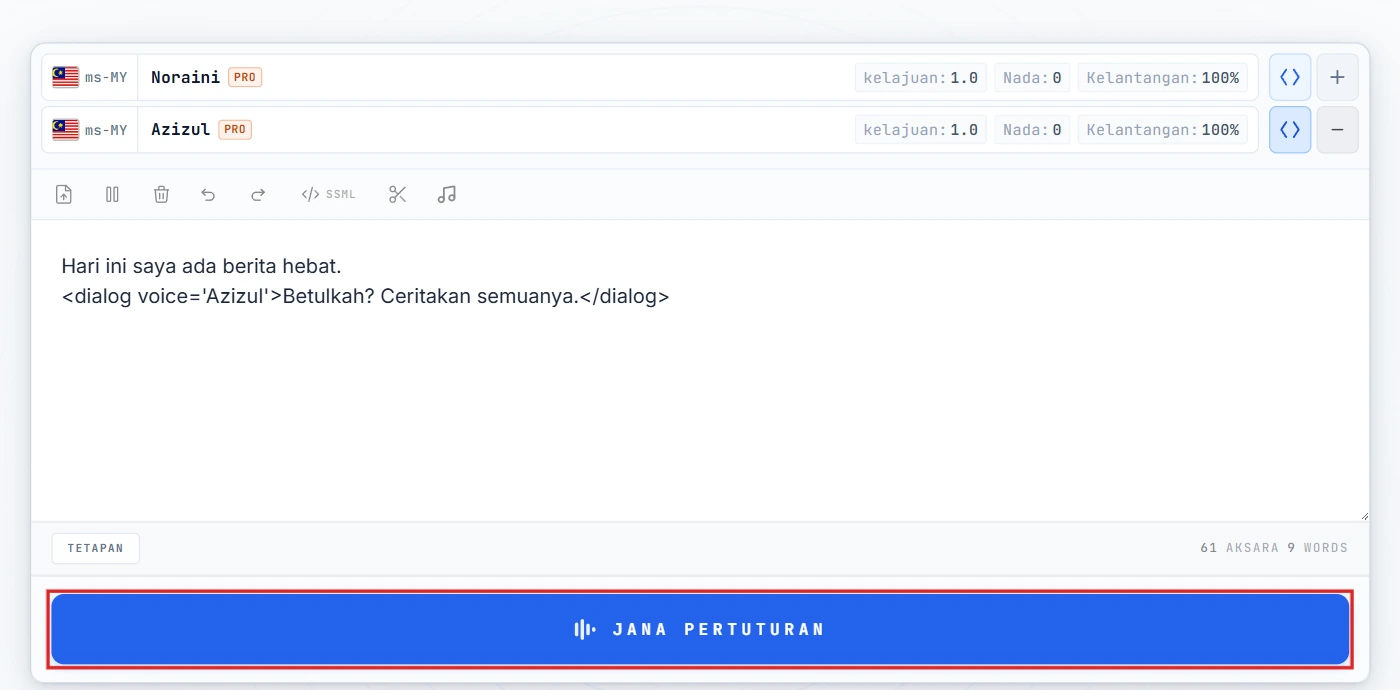 Klik Tukar kepada Suara