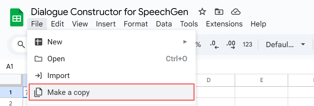 Napravi kopiju Google Sheets šablona