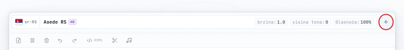 Klikni + da dodaš drugog govornika