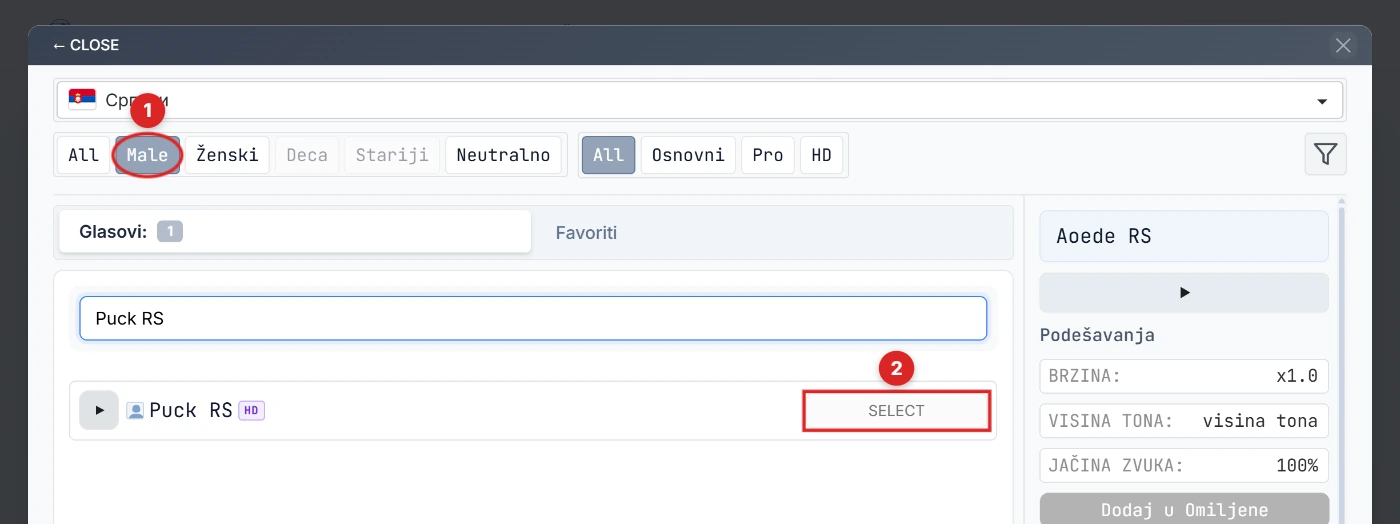Muški filter + IZABERI Puck RS