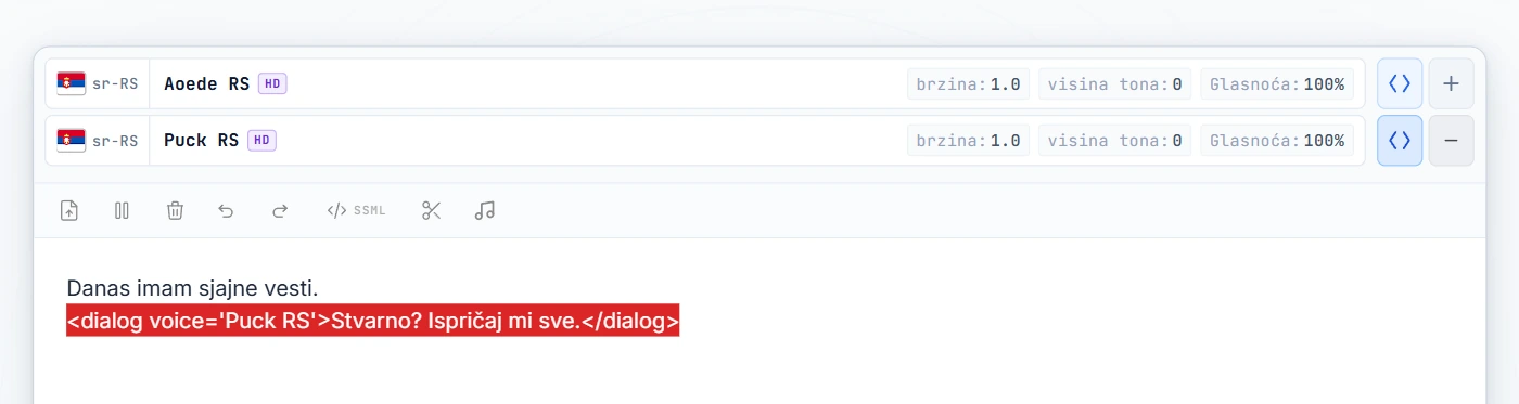 Dialog oznaka obmotava liniju 2 (istaknuta crvenom)