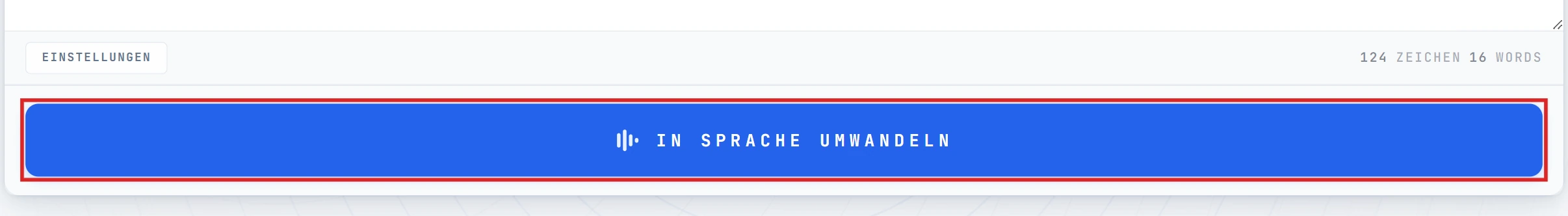 Convert-to-Speech-Button im Editor hervorgehoben