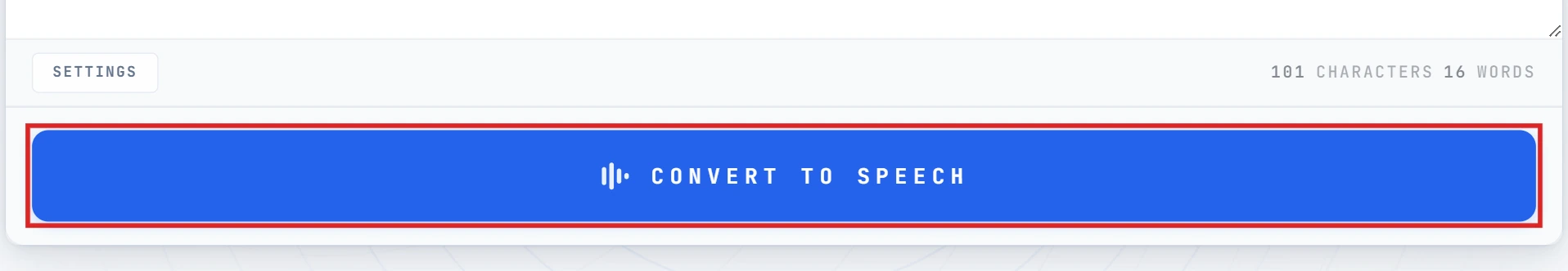 Convert to Speech button highlighted in the editor