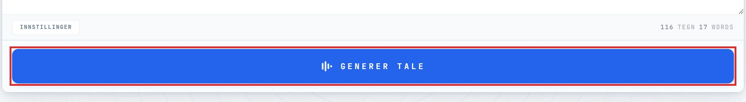 Convert to Speech-knappen uthevet i editoren