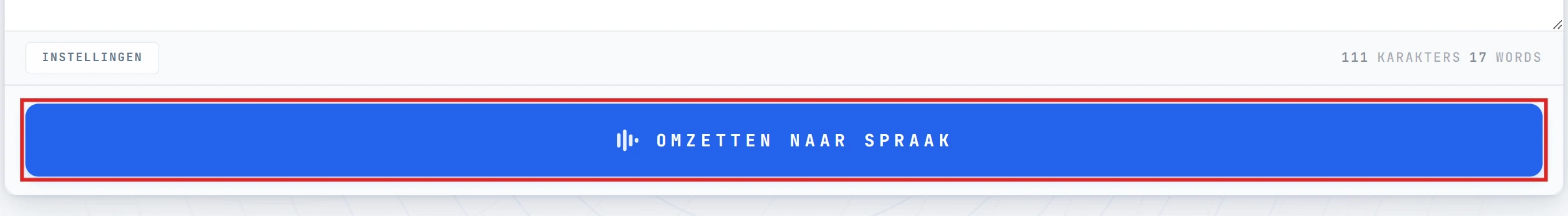 Convert to Speech-knop gemarkeerd in de editor