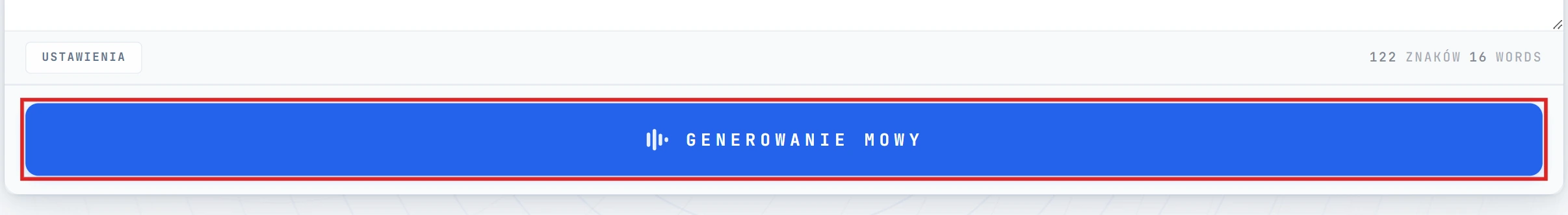 Podświetlony przycisk Convert to Speech w edytorze