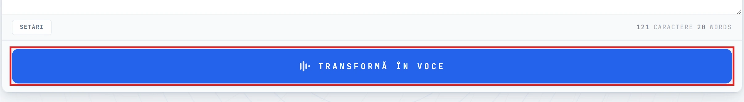 Butonul Convert to Speech evidențiat în editor