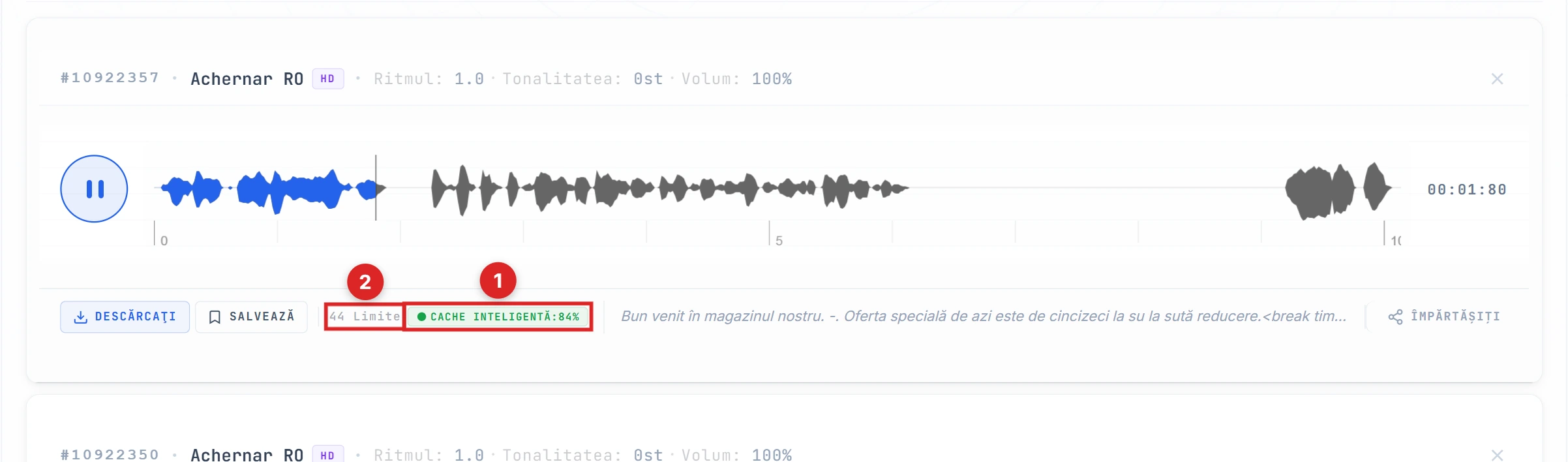 Indicatorul Smart Cache 100% și mesajul 0 Limits evidențiate pe al doilea rezultat