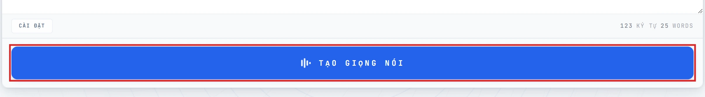 Nút Convert to Speech được làm nổi bật trong trình soạn thảo