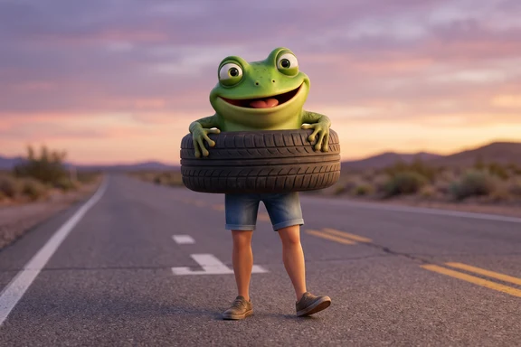 Boneca Ambalabu — frog face on tire body