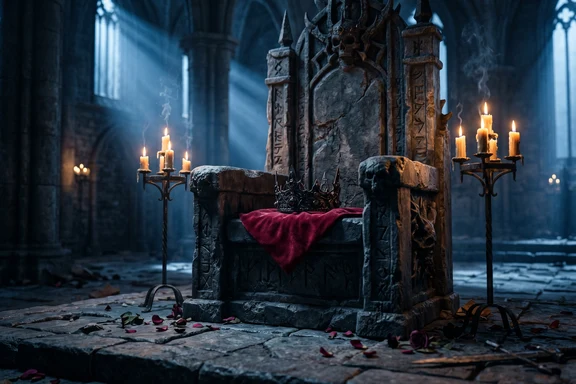 Boss villain silhouette in a dark fantasy game scene